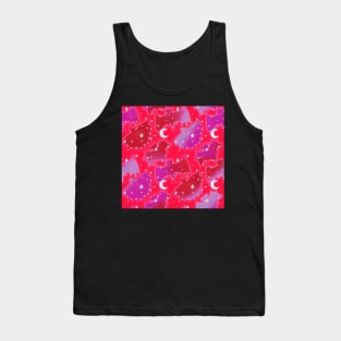 Pink and Red Valentines Lovecore Galaxy Medieval Art Bats Tank Top